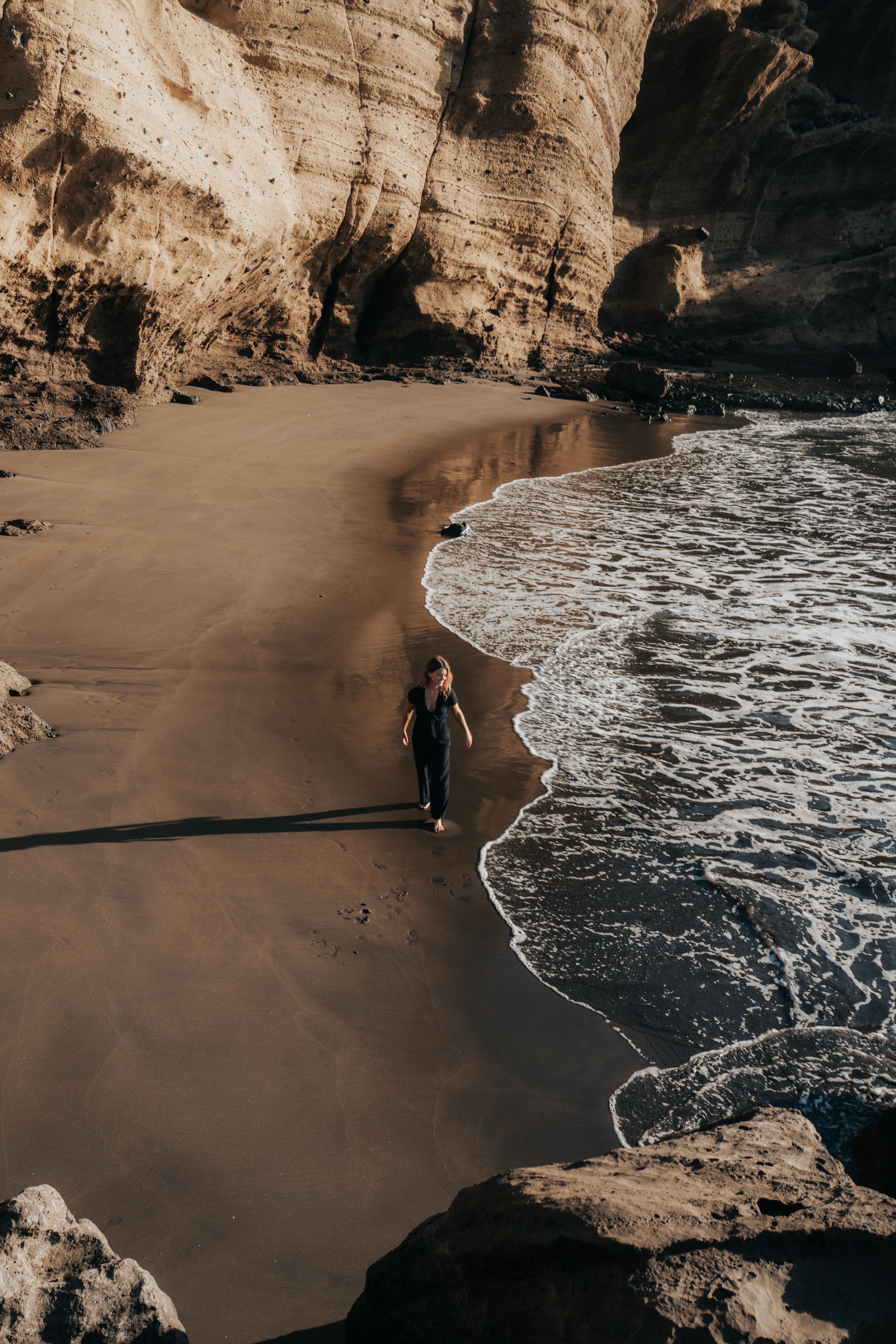 Beach path with person walking